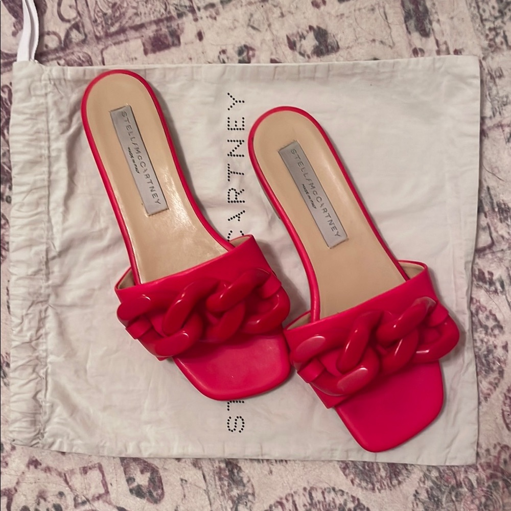 Stella McCartney Bold Red Chain Slide Sandals